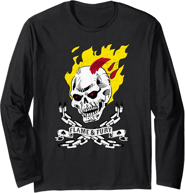 Marvel Ghost Rider Flame & Fury Skull Poster Langarmshirt