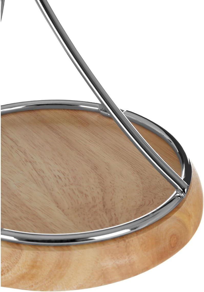 Premier Housewares Bananenhalter, Chrom mit Holzfuss, H35 x W16 x D16cm 1 Silver, 1 Silver
