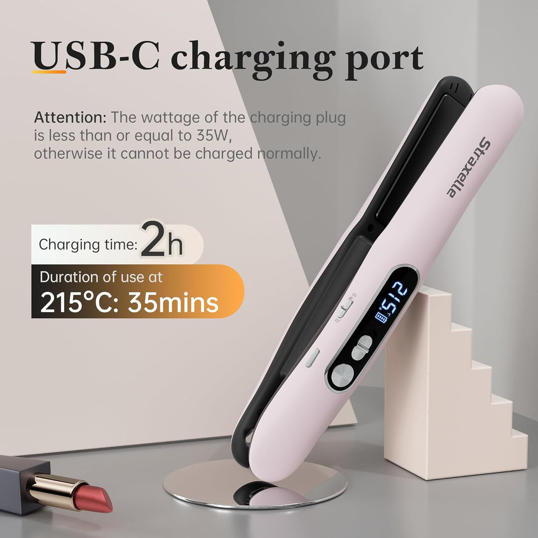 Mini Glätteisen Kabellos 2 in 1 Glätteisen Locken und Glätten mit 5000mAh Reiseglätteisen 3 Einstell