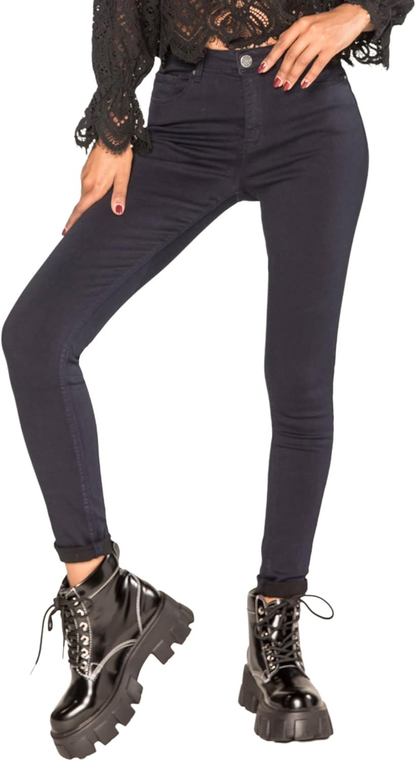 Nina Carter P106 Damen Jeanshosen Slim Fit Push-Up Skinny Jeans Mid-High Waist XS Slim Dunkelblau (P