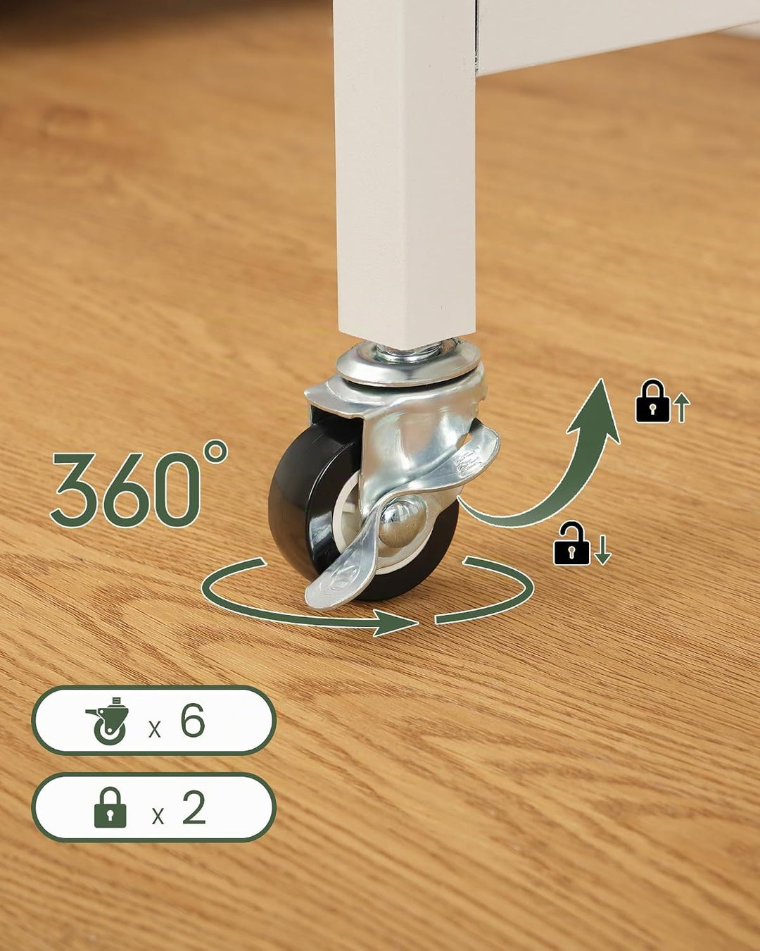 Klappbarer Computertisch mit Rollen, Kleiner Klapptisch mit Ladestation, 80 cm klappbarer Schreibtis