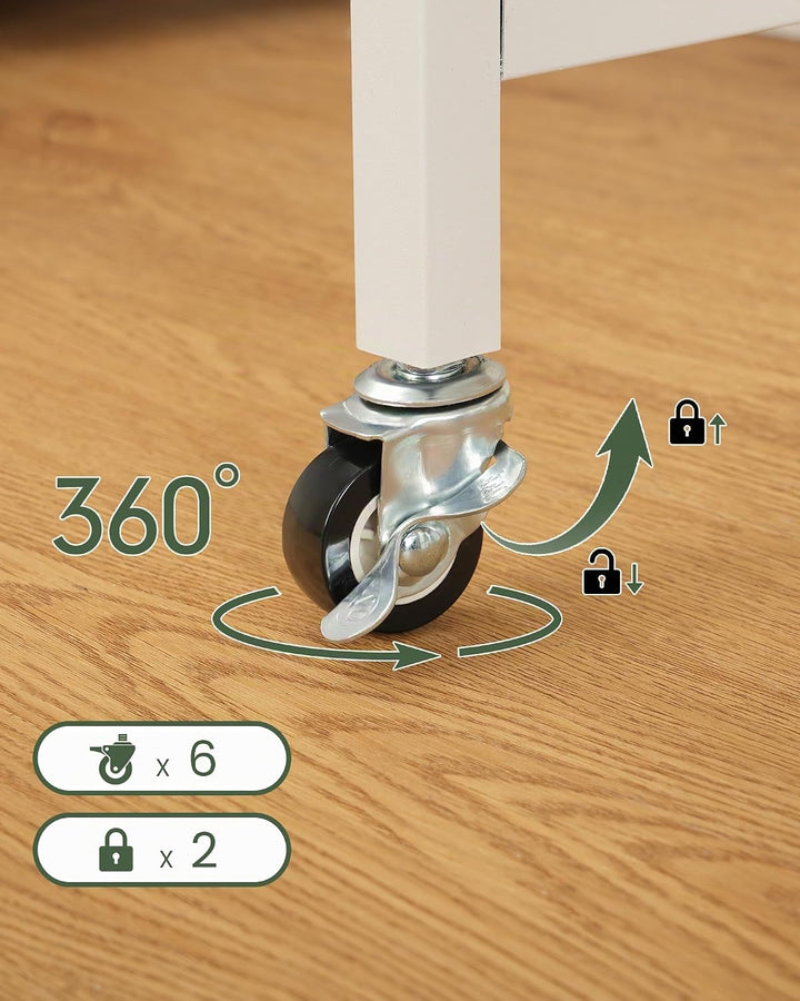 Klappbarer Computertisch mit Rollen, Kleiner Klapptisch mit Ladestation, 80 cm klappbarer Schreibtis