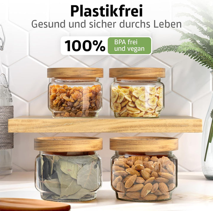 ElbFuchs® Vorratsgläser mit Deckel luftdicht NEU | 4x 300ml [BPA-FREI & MOTTENSICHER] Vorratsdosen a
