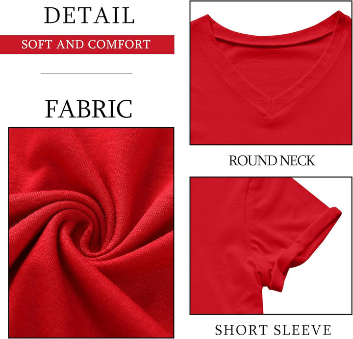 hohololo Weihnachts Tshirt Damen Christmas Shirt Merry Christmas V-Ausschnitt-T-Shirt Rot1 M, Rot1 M