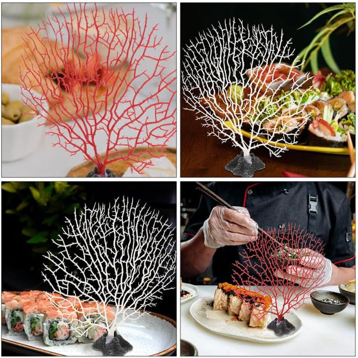 Ciieeo 2stücke Korallen Deko für Sushi-Teller Künstliche Korallenornamente Zimmerpflanzen-Dekoration