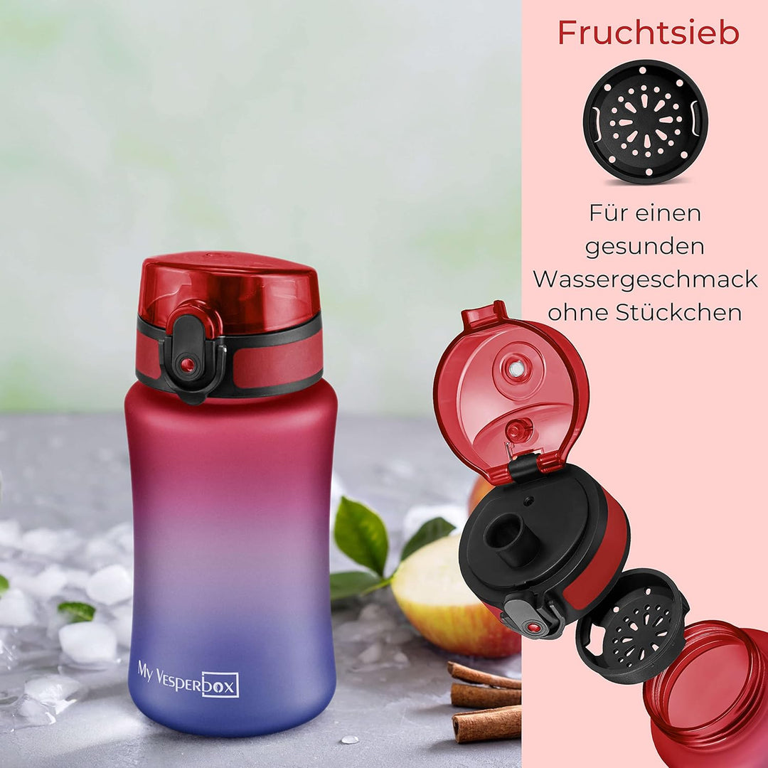 My Vesperbox – Minny - Kinder Trinkflasche auslaufsicher – mit Strohhalm oder Sieb - 350ml, 500ml –