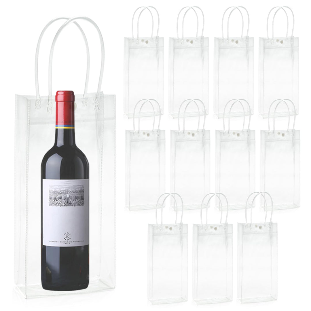 12 Stück Flaschenkühler Ice Bag: 10*25*10cm Transparent Sektkühler, PVC Eisbeutel Flaschenkühler, ,