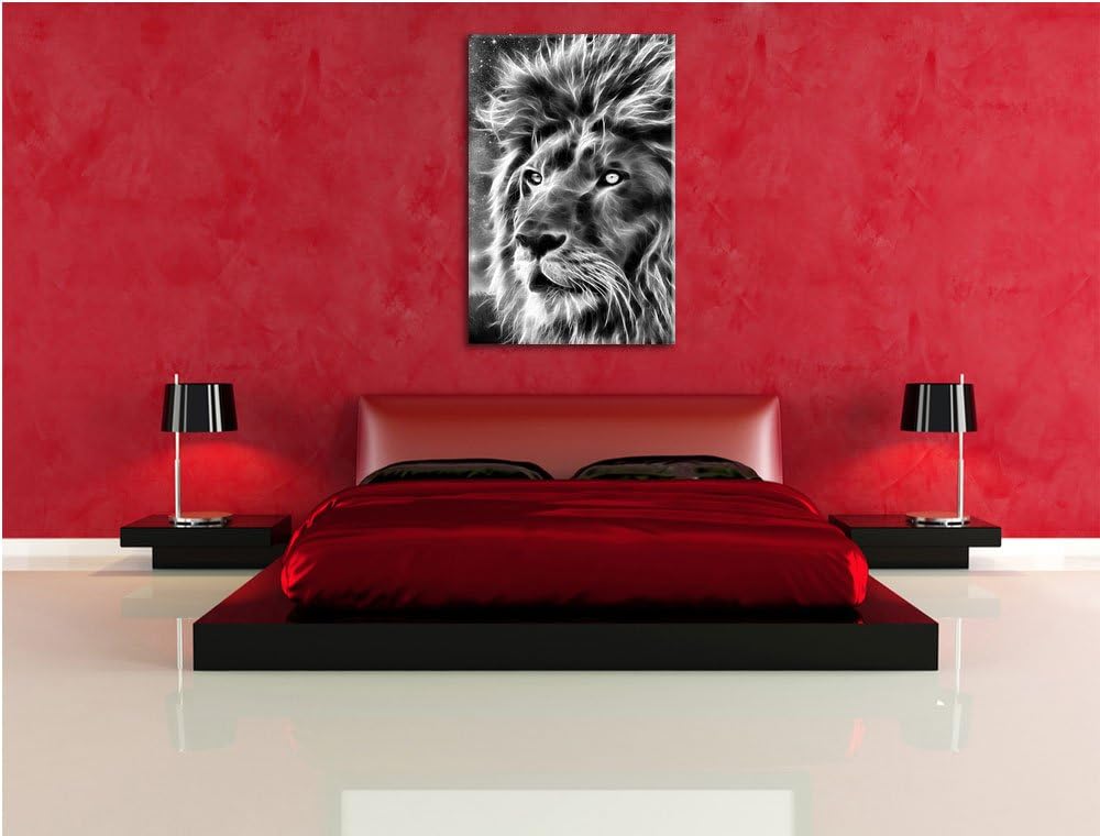 Pixxprint Löwe Abstrakt Art als Leinwandbild | Grösse: 100x70 cm | Wandbild | Kunstdruck | fertig be