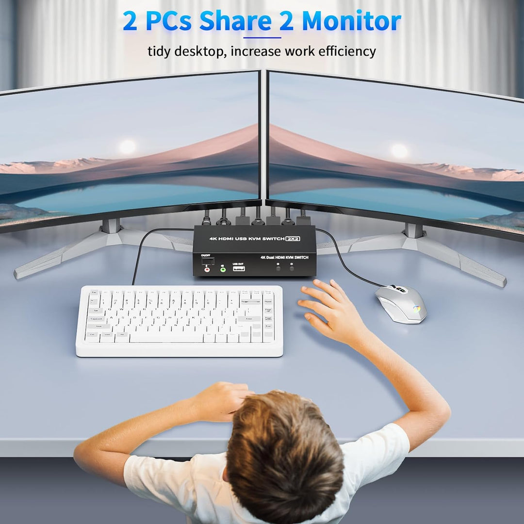 2 Port HDMI USB KVM Switch 4K@60Hz, Bolaazul Dual-Port USB 2,0 HDMI 2,0 KVM Switcher 2x2, Tastatur M