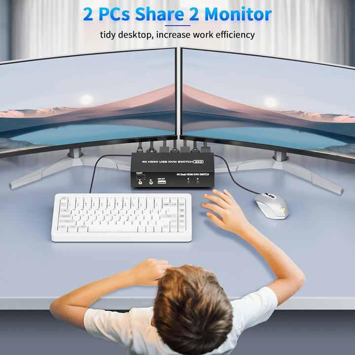 2 Port HDMI USB KVM Switch 4K@60Hz, Bolaazul Dual-Port USB 2,0 HDMI 2,0 KVM Switcher 2x2, Tastatur M
