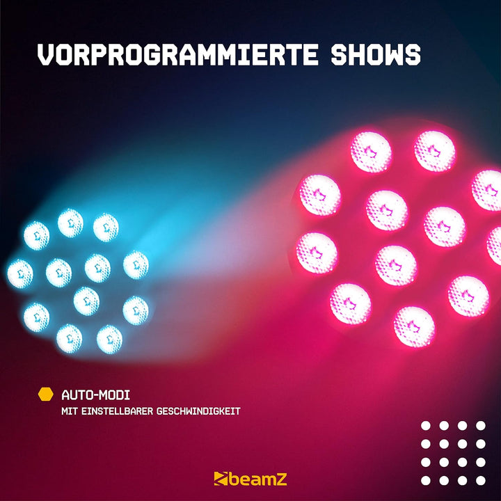 BeamZ SlimPar37 - LED PAR Strahler mit Fernbedienung, 12 x 4 Watt LED Strahler, DMX, Discolicht Part