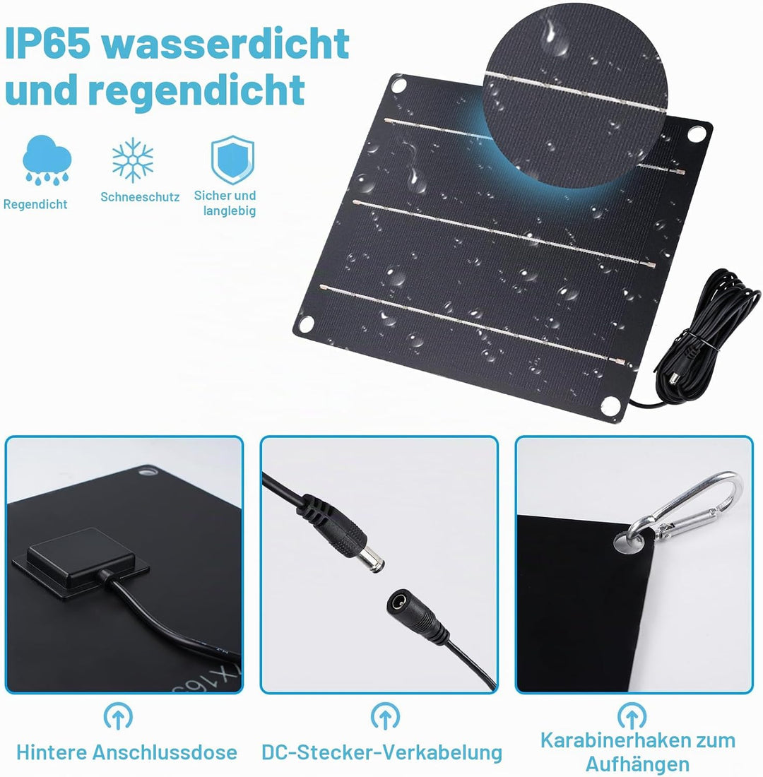Buyweek Solar Ventilator 6W Solar Lüfter IP65 Wasserdichter mit Solarpanel 12V und Kabel 3M Solar Ve