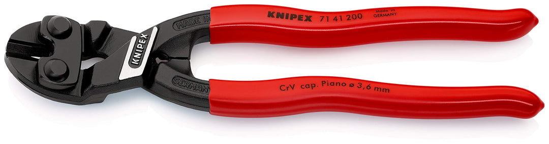 Knipex Kompakter Bolzenschneider, Hochlegierter CrV-Stahl 200 mm, Schneidkraft → 6 mm