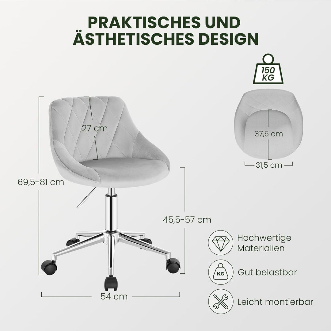 EUGAD 1x Bürohocker Rollhocker Arbeitshocker Kosmetikhocker Schreibtischstuhl Drehhocker Rollstuhl B