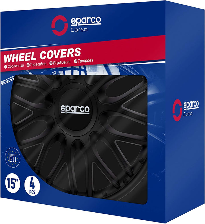 Sparco SPC1596BK Set Wheel Covers Roma 15-inch Black, Pulgadas ROMA 15 zoll SCHWARZ, ROMA 15 zoll SC