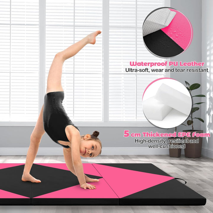 GOPLUS Turnmatte klappbar, 240×117×5cm Weichbodenmatte mit 2 Tragegriffen & Klettverschlüssen, Gymna