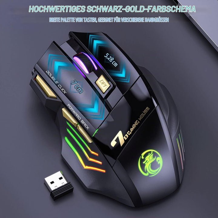 VEGCOO C8 Wireless Gaming Maus, wiederaufladbare Silent Click Gaming Maus mit 2.4G USB-Empfänger, 3