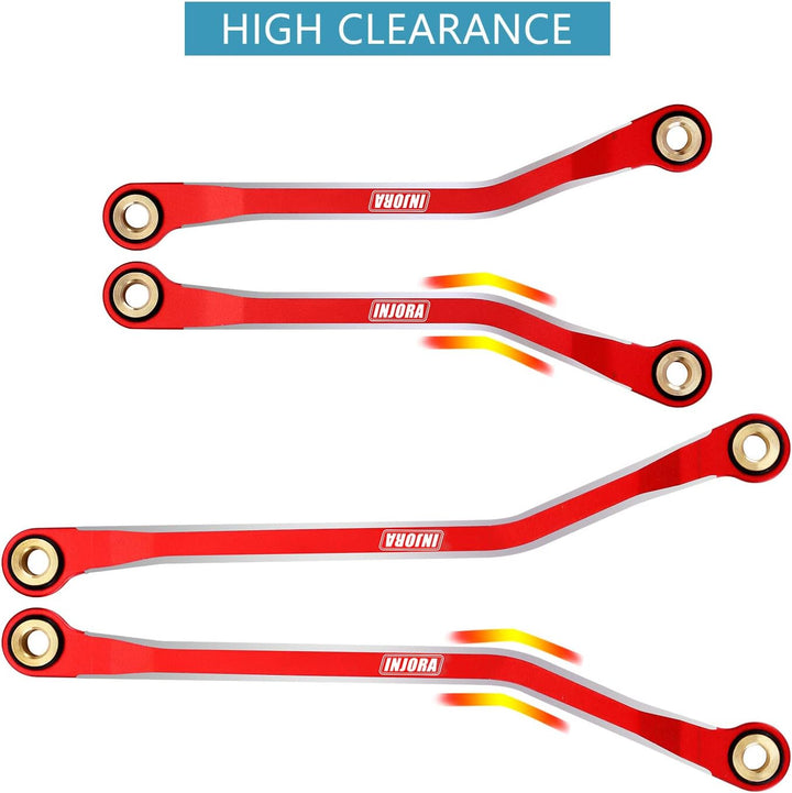 INJORA Hohe Clearance Links CNC Aluminium Link für 1/18 TRX4M Upgrade RC Crawler, Rot, Rot