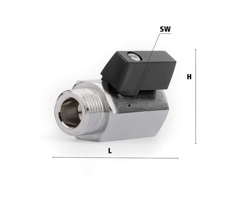 10 Stück KMZ 12 TS Lüdecke Sechskant-Kugelhähne Messing vernickelt G 1/2 Zoll IG x G 1/2 Zoll AG G 1