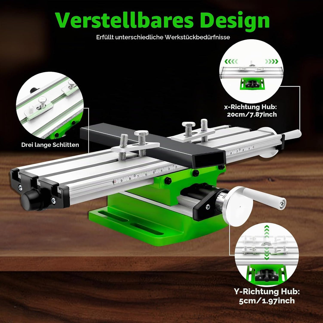 Kreuztisch Frästisch 310x90mm, Multifunktions Fräsmaschine Metall, X-Y Schiebetisch Einstellbar, Frä