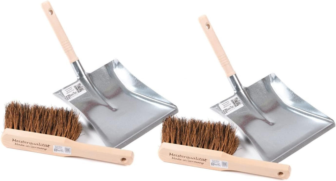 BawiTec 2 Stück Handwerker Kehrgarnitur Meisterqualität FaserMix Kehrblech-Set und Handfeger Kehrsch