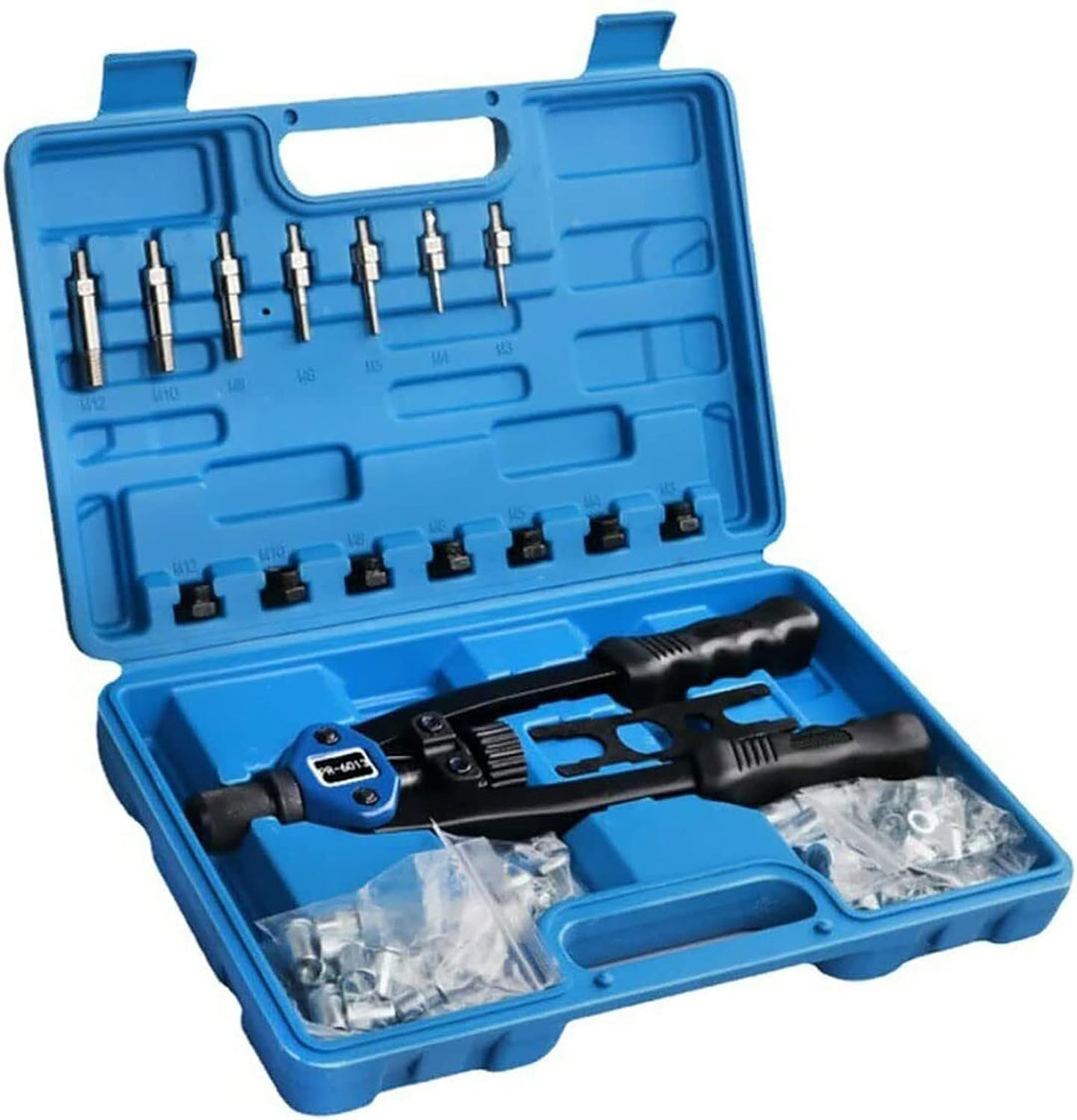 YWHWXB Nietmutter Werkzeug, 33cm Hand Nietmutter Setter Kit - 110Stück Heavy Duty Nietmuttern M3-M12