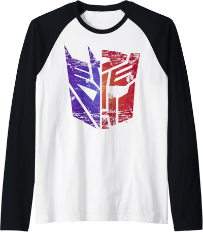 Transformers Decepticon Autobot Distressed Split Logo Raglan