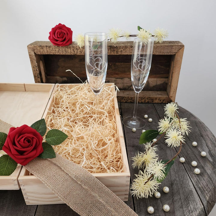 Geschenk zum Valentinstag – Sekt Geschenksets – Sektglas mit Gravur 200ml – Hochzeitsgeschenke – Ges
