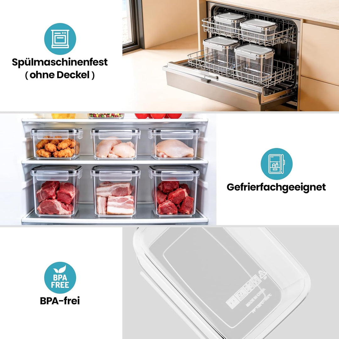 Mavivegue Vorratsdosen mit Deckel Luftdicht,BPA-frei, 24er Set Aufbewahrungsbox Küchen für Mehl, Zuc