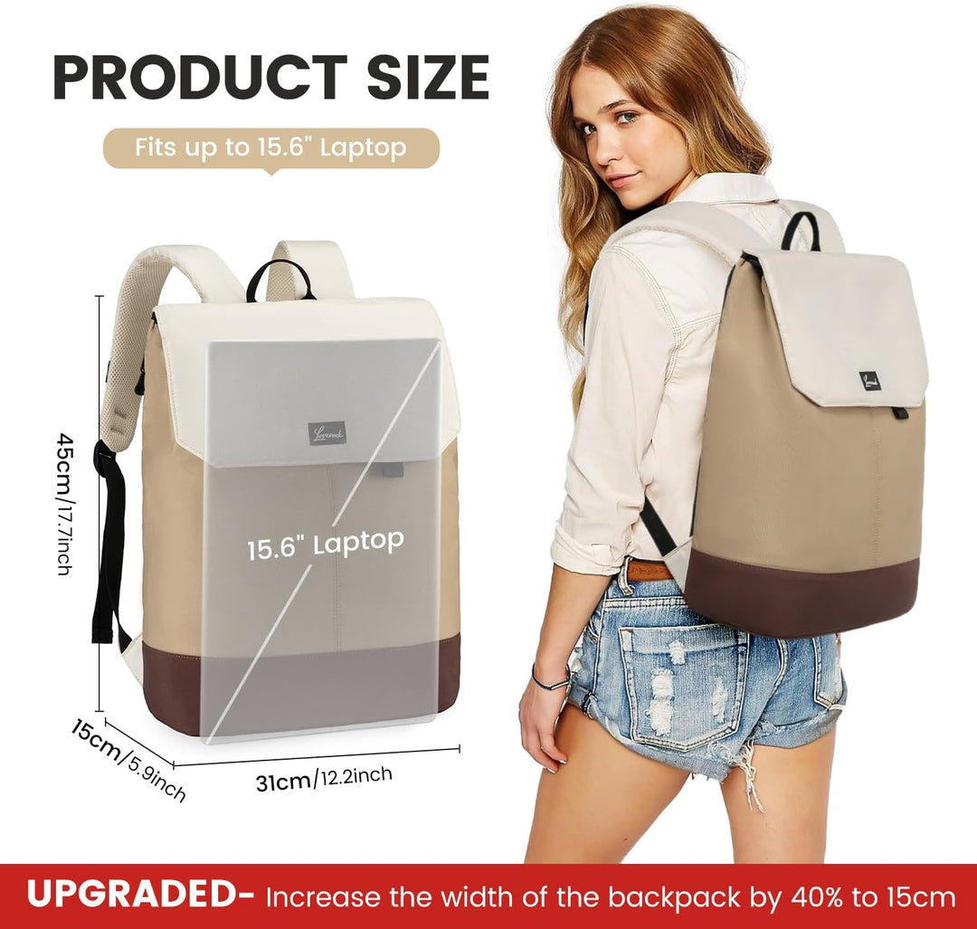 LOVEVOOK Rucksack Damen, Gross Wasserdichter Laptop Daypack Reiserucksack Arbeitstasche Elegant mit