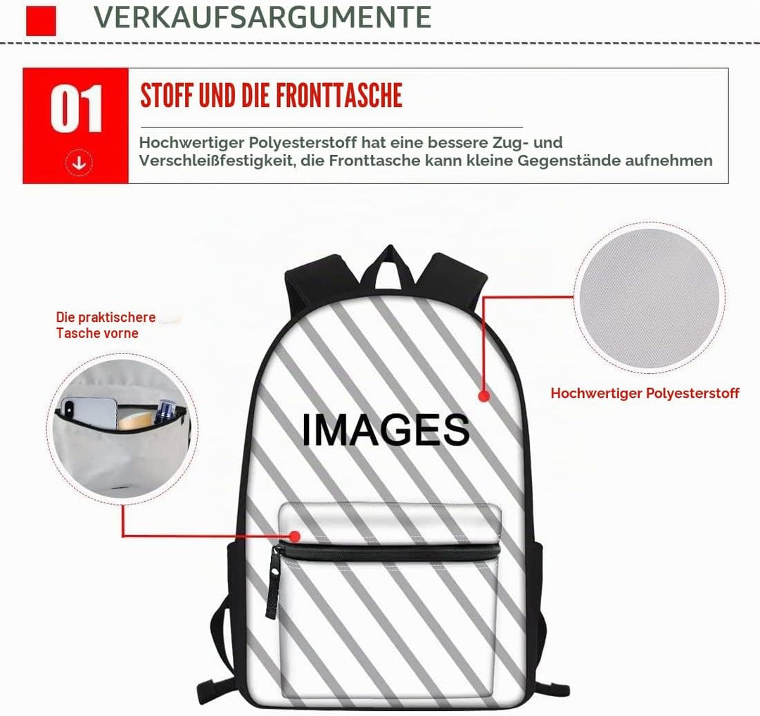 chaqlin Blue Galaxy Wolf Schulrucksack-Set für Jungen Teenager, 3-in-1-Schulbüchertaschen, Tierwolf,