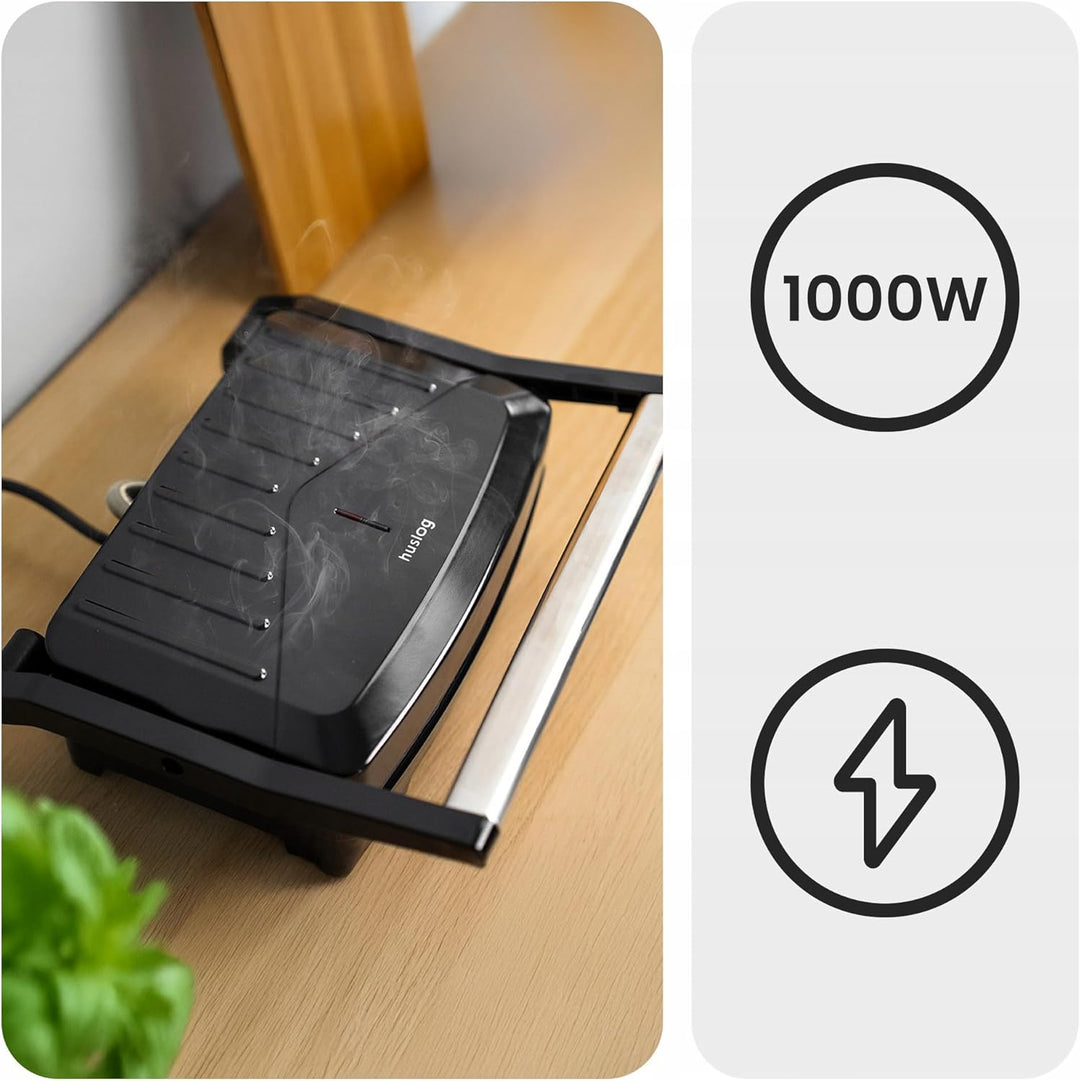 Sandwichmaker, Panini-toaster, Elektrischer Grill, Schwarz, 1000W