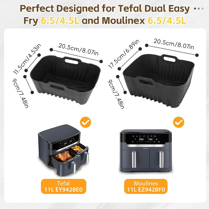 Silikonform Heissluftfritteuse Zubehör für Tefal Dual Easy Fry XXL EY942BE0 Doppelkammer 11L 6,5/4,5