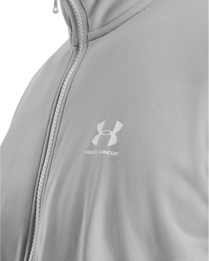 Under Armour Mens Sportstyle Tricot Moisture Wicking Quick Drying Jacket S (011) Mod Grey/White, S (