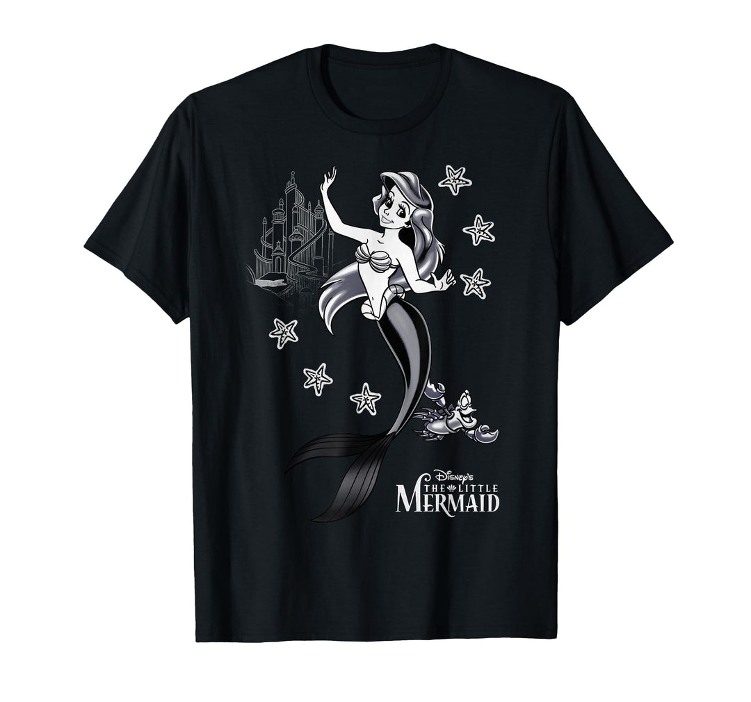 Mens Disney Little Mermaid Ariel Sebastian Under The Sea T-Shirt Small Asphalt