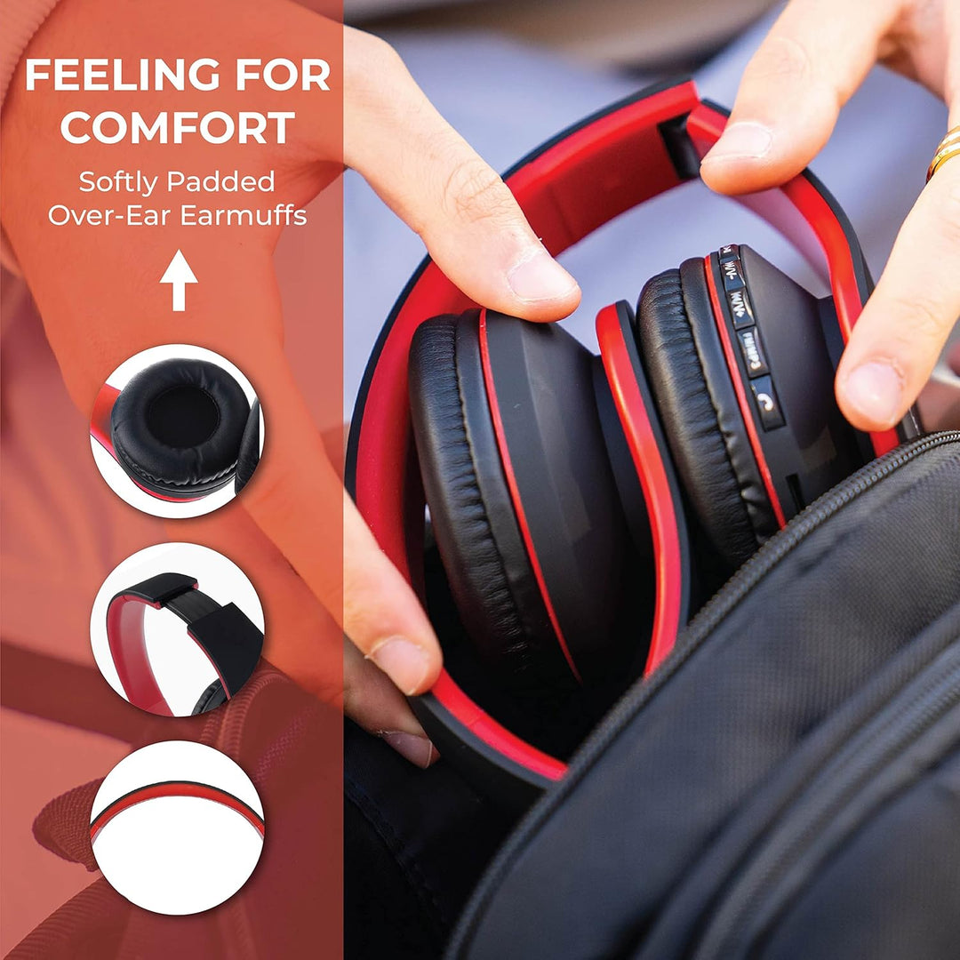 PowerLocus Bluetooth Kopfhörer Over Ear, Kabellose Kopfhörer, HiFi Stereo, Faltbare Kopfhörer mit Mi