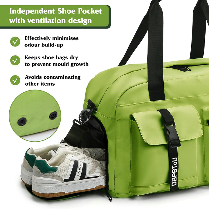 Sporttasche Damen Herren, Reisetasche mit Schuhfach, Trainingstasche mit Nassfach, wasserdichte Week