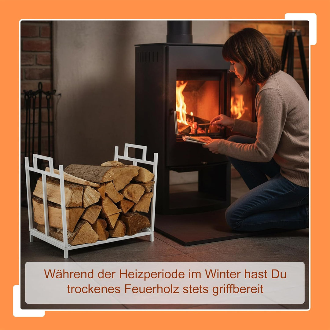 Relaxdays Kaminholzregal, Metall, HBT: 41x45x33 cm, Brennholzregal faltbar, für Feuerholz, Stapelhol