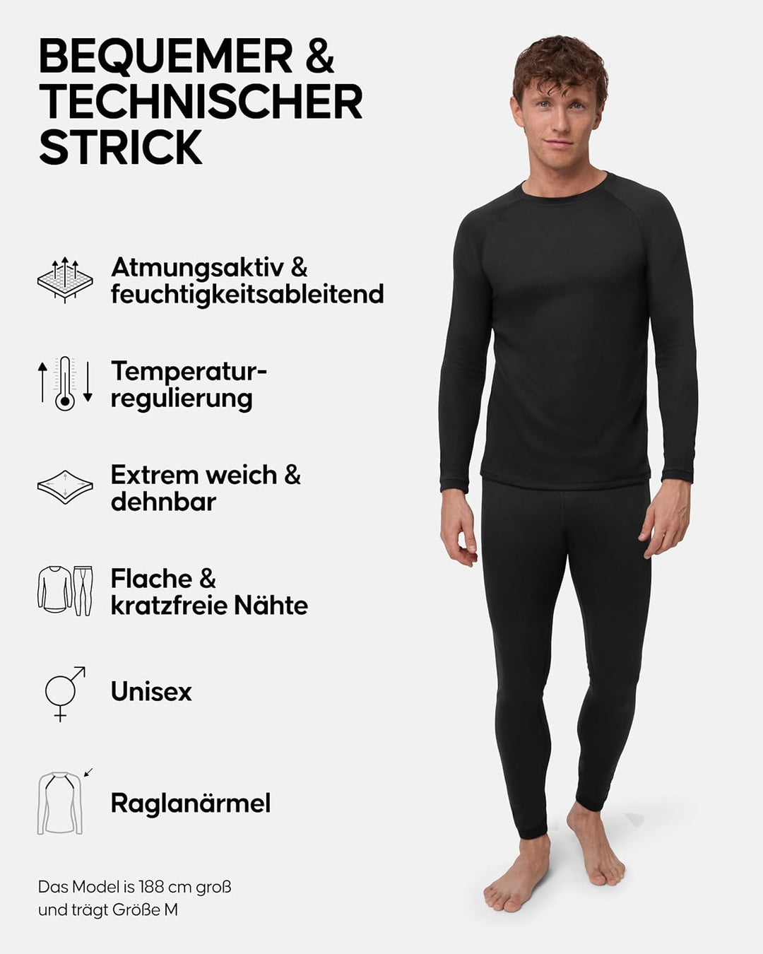 DANISH ENDURANCE Unisex Thermounterwäsche, Funktionsunterwäsche Set, 100% Recycelte Materialien, Ski