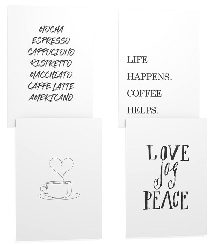 Papierschmiede® Premium Spruchposter Set 4er 50x70 cm (B2), Motiv: Coffee, Poster mit Sprüchen, Moti