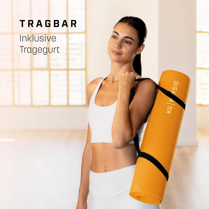KG Physio Yogamatte Rutschfest und Gepolstert - Yoga Matte mit Tragegurt, Fitnessmatte, Turnmatte, S