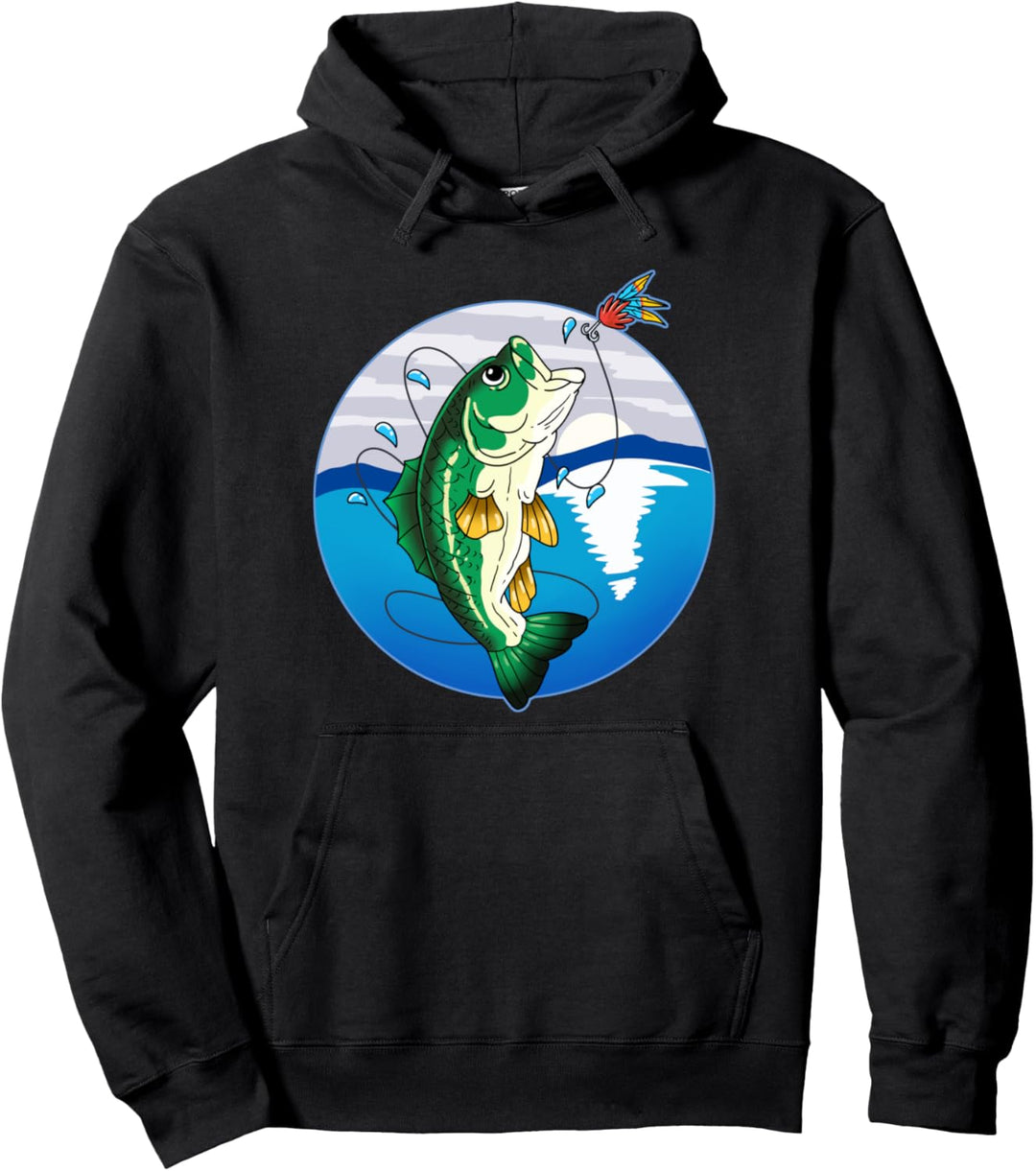 Grosser Mund Bass Angeln Geschenk Pullover Hoodie
