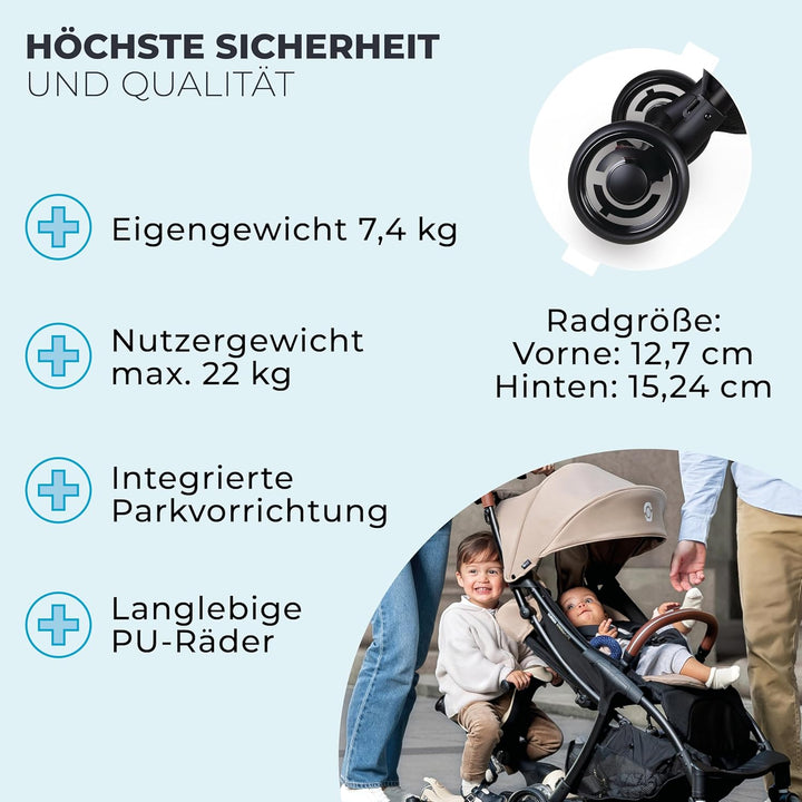 GLOBBER STROLL LITE Kinderwagen – Baby Stroller bis 22 kg - Buggy klein zusammenklappbar - Reisebugg