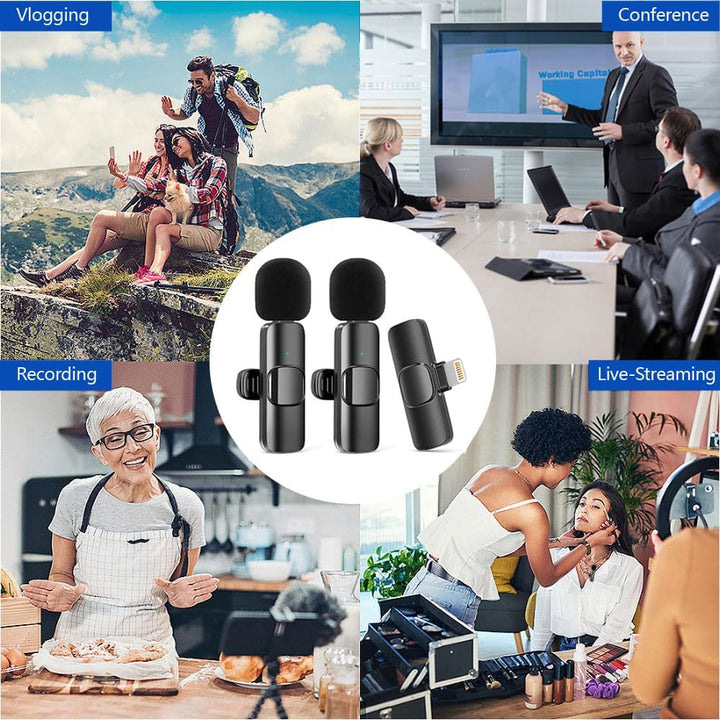 2St Lavalier Mikrofon Kabellos für iPhone/iPad,Plug-Play Lavalier Microphone Wireless Ansteckmikrofo