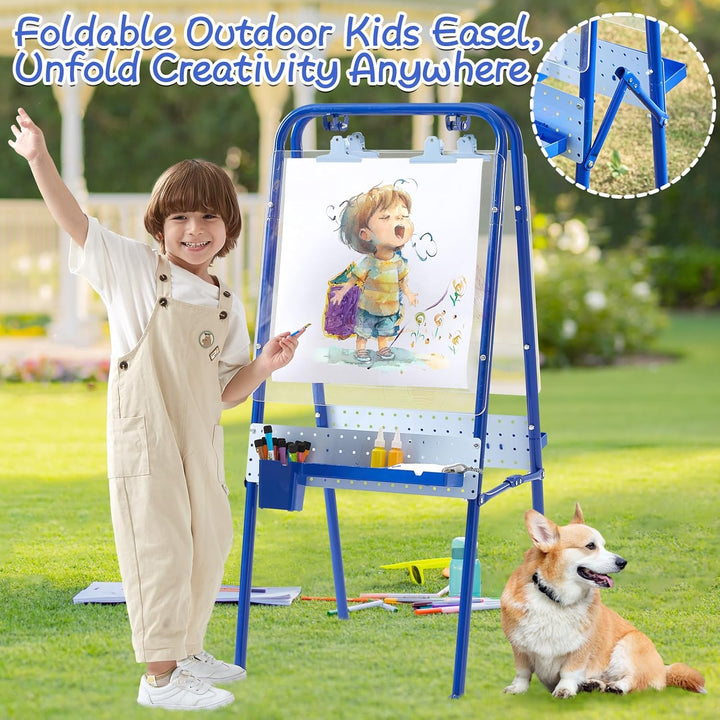 FUNLIO Faltbare Outdoor-Staffelei für Kinder ab 3 Jahren, doppelseitige Kleinkind-Staffelei mit 2 Ac