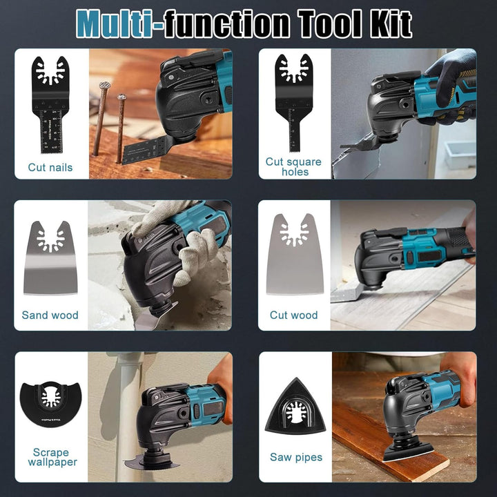 Multifunktions-Oszillierendes Werkzeug, kompatibel mit Makita 18 V Akku, 6 variable Geschwindigkeite