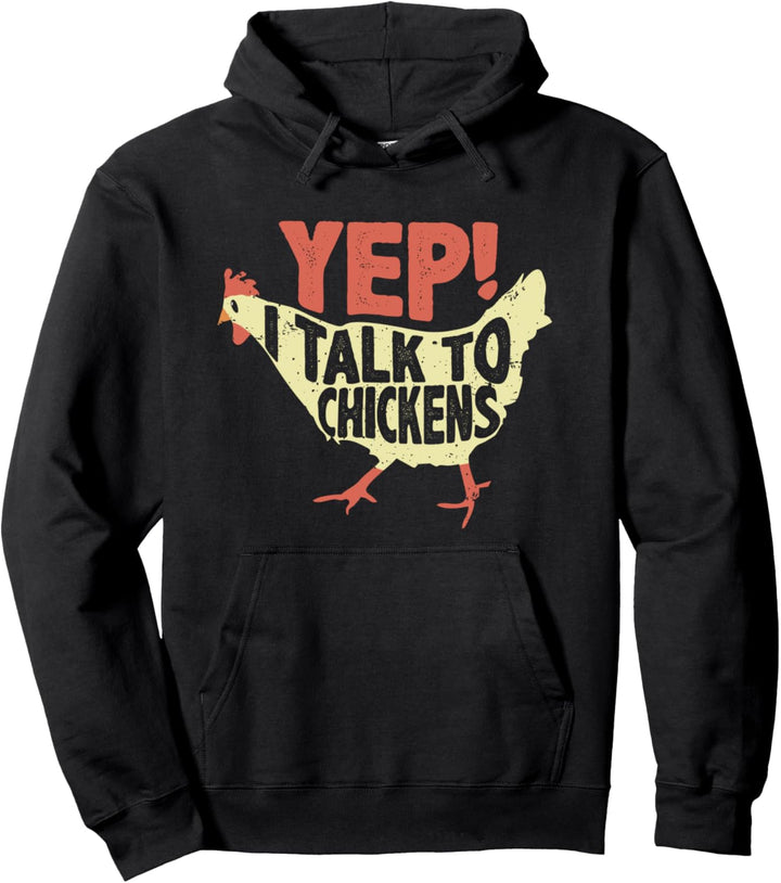 Yep I Talk To Chickens Vintage Running Chicken Buff Cute Pullover Hoodie