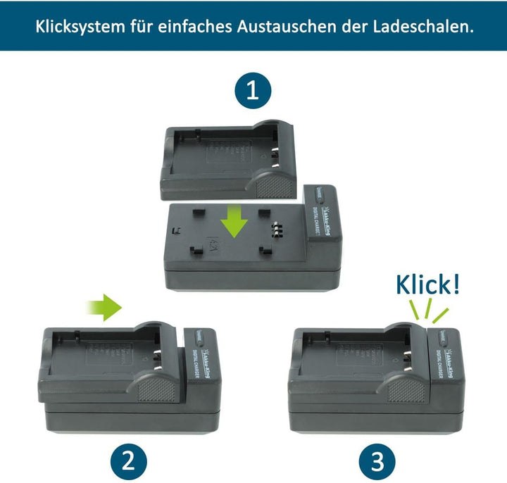 2in1 KFZ + Netz Ladegerät kompatibel mit Panasonic Akku VW-VBD29, VW-VBD58, VW-VBD78 Reise-Ladegerät