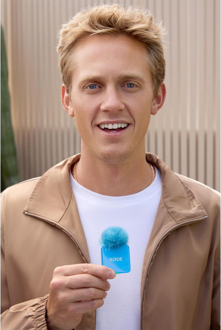 Rode Wireless GO Gen 3 Drahtloses 2-Kanal Mikrofon-Funksystem Blau mit 2X Interview GO Handadapter u