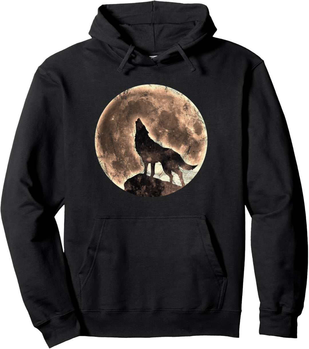 Heulender Wolf, Vollmond, Silhouette, Mond, Kraft, Tier, Pullover Hoodie